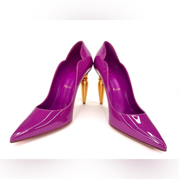 Christian Louboutin Lipchick Purple Patent Leather Kismet Pumps Size EU 37.5 - Picture 14 of 15